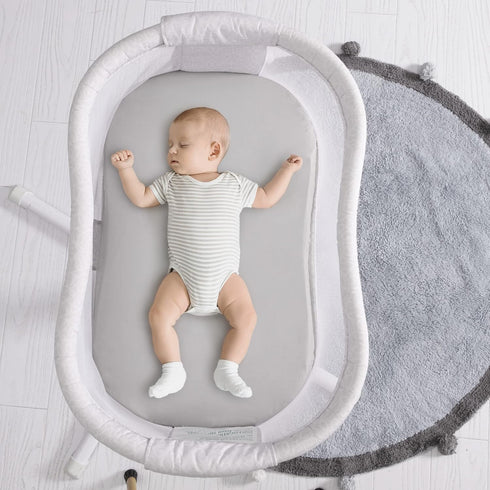 TILLYOU Baby Bassinet Sheets, Cotton 2 Pack, 31.5"x18" Breathable Mattress Protector, Gray