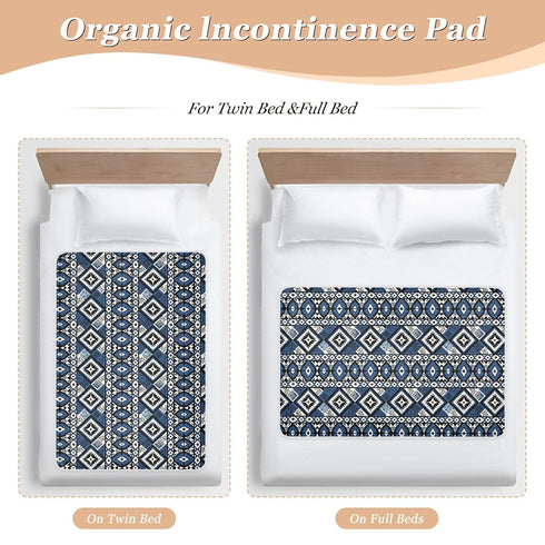 siphylline 52" 34" Ethnic Style Geometric Pattern Blue Extra Large Resuable Baby Bed Pad Water Resistant Baby Diaper