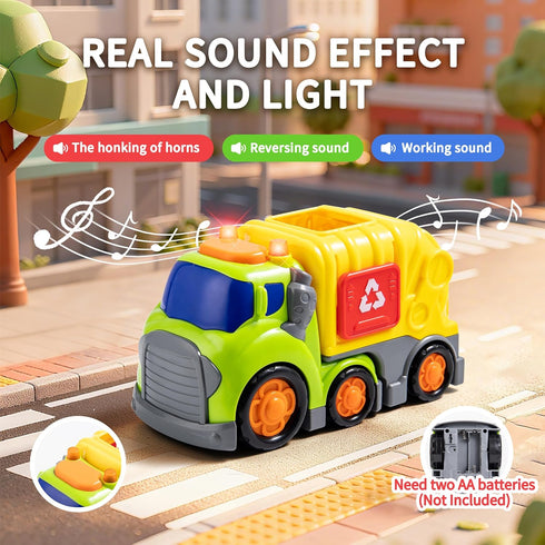 7.5" 2-4, Set 18M+, 2, 3, 4 P&C Toddlers Garbage Truck Toys for Ages City Vehicle Trash Truck Car with Sounds