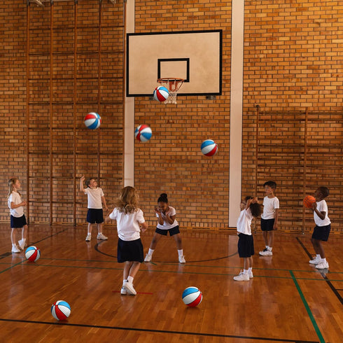 8 Pack 7 Inch Mini Rubber Basketballs Set with Air Pump, Junior Size 3 for Indoor Outdoor Games