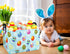 Large Personalized Easter Baskets for Kids Teen Boys - Empty Fabric Egg Hunting Baskets for Baby Girl (Blue Creative