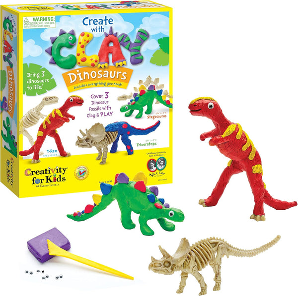Creativity for Kids Create with Clay Dinosaurs - Build 3 Dinosaur Figures with Modeling Clay for Kids