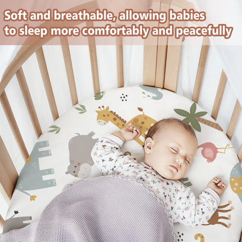 cidobi 1 32x16 Inch Pcs Baby Bassinet Sheet, Animal Theme Baby Bed Sheet, Soft and Comfortable Bed Sheets, Crib Sheets