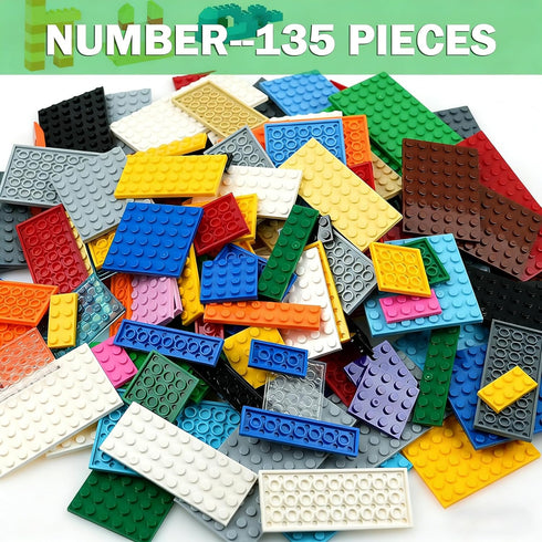 135 Multipacks, MALEKO Pieces Classic Base Plates Bricks Parts, Flat Board Small Baseplates Mat Bulk Building Blocks
