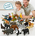 Small Montessori Animal Figures with Flash Cards, Realistic Figurines Toys, Educational Matching Game for Kids