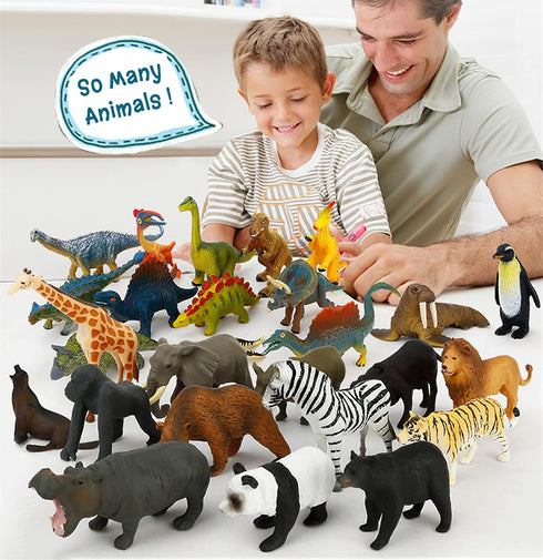 Realistic Animal Figurines Toys, Small Montessori Animal Figures with Flash Cards, Montessori Materials for Toddler