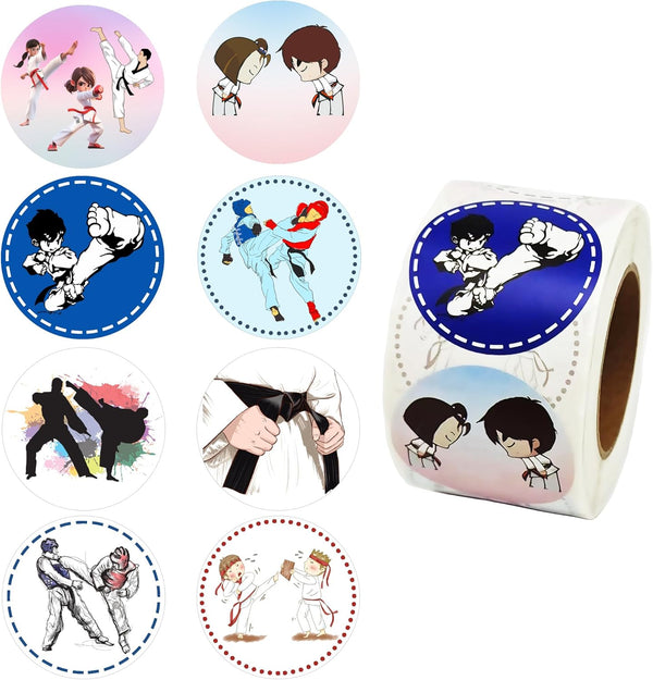 500 PCS Taekwondo Karate Stickers, Kung Fu Theme Party Supplies, Birthday Baby Shower Party Favors, DIY Sticker Labels