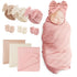 Set BQUBO Newborn Receiving Blanket Hat Mittens for Baby, Unisex Baby Boys Girls Essentials, Newborn Registry Must