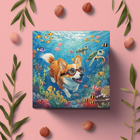 PICKFORU Dog Puzzles for Adults, 1000 Pieces and up, Ocean Puzzles, Funny Puppy Collection Corgi Sea Turtle Fish Decor