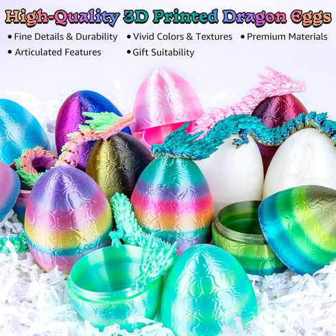 12 Packs 3D Set Printed Dragon Eggs with Articulated Dragon Inside, Fidget Toys for Kids & Adults, Easter Christmas