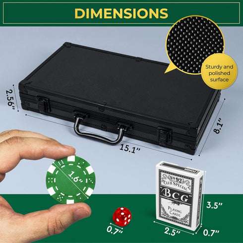 Set 300 11.5 Set 2 Queensell Poker with Poker Chips Gram for Texas Holdem Professional Weight Poker Chips with Decks