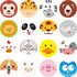 600 Pcs Adorable Round Face Animal Stickers in 16 Designs for Kids Party Favor (1.5" Diameter Each)