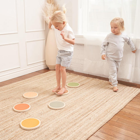 Fun Wooden Stepping Stones for Kids - Safe Non-Slip Obstacle Course and Sensory Toy Set of 6 for Ages 1-4