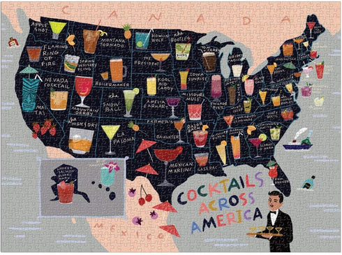 Cocktail Map of The USA, 1000 Piece Puzzle