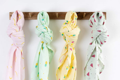 100% 4x4 4 Pack CuddleBug Swaddles for Newborns - Muslin Cotton Baby Swaddle Blanket, Soft & Breathable, Large Feet