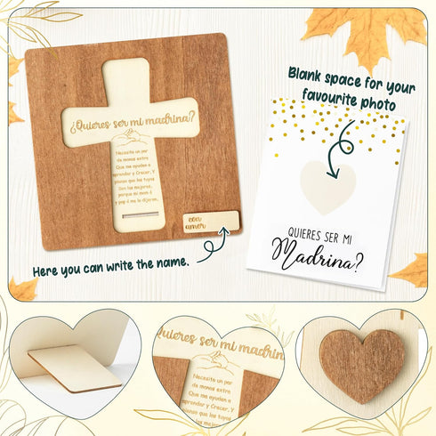 CJiangpo Will You Be My Godmother Proposal Gift, Cross Design Madrina Proposal Puzzle in Spanish Godmother Asking Card
