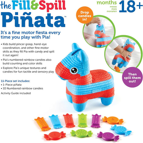 Learning Resources Pia The Fill & Spill Piñata - 11 Pieces, Educational Toddler Toys for 18 Months, Fine Motor Skills