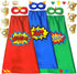 ADJOY Superhero Capes and Masks for Kids, Birthday Party Dress Up Costume, 3 Sets in Red Green Blue