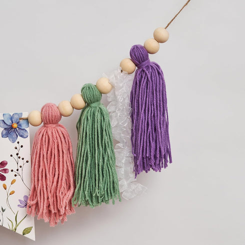 ZAIBIANHAO Wildflower High Chair Banner - Fairy First Birthday Decorations,Yarn Tassel High Chair Banner,Floral One
