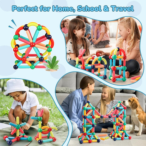 3+, Paaxido Magnetic Building Blocks - STEM Learning Toys for Kids Montessori Sensory Toys with Stronger Magnets