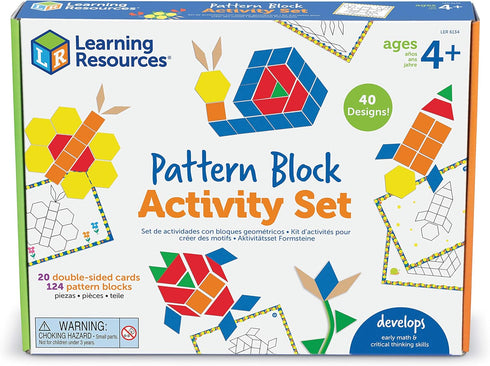 Learning Resources Pattern Block Activity Set, 20 Double-Sided Cards, Ages 4+