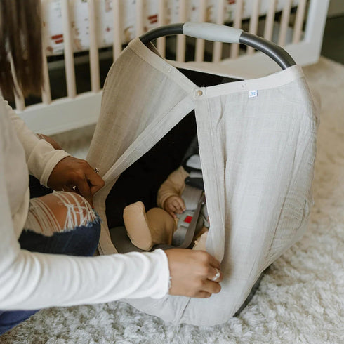 Little Unicorn Baby Car Seat Canopy | Soft & Breathable Muslin Fabric | Magnetic Closure Cover & Universal Fit |