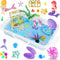 sikmcle Ocean Sensory Bin Blue Moldable Sensory Sand Kit Sandbox with Lid Colorful