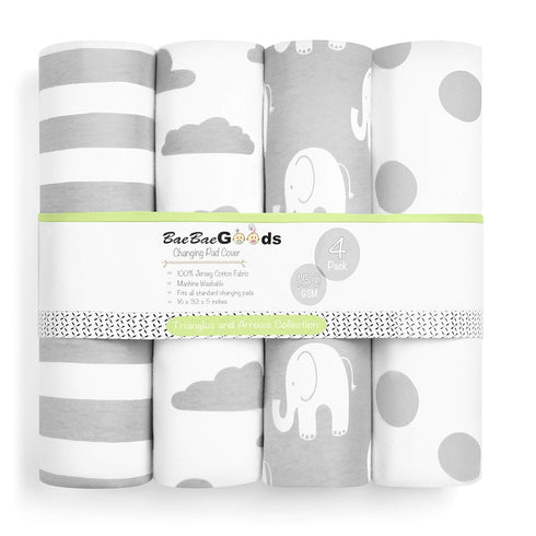 BaeBae Goods 4 Pack Changing Pad Cover Premium Baby Changing Pad Covers Boy or Girl Changing Pad Cover Pure Jersey Knit