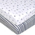 American Baby Company 2 Pack 100% Natural Cotton Fitted Pack and Play Sheets, Navy/Grey Sport Stripes