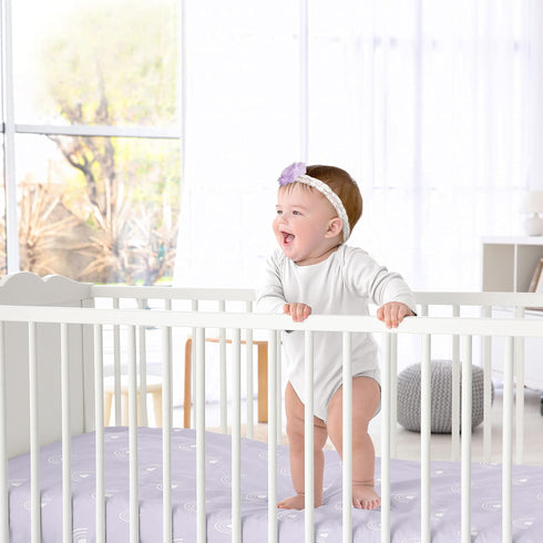 Sweet Jojo Designs Fitted Baby Crib Sheets (Purple and White Boho Rainbow) for Boys or Girls, Infant Nursery, Toddler