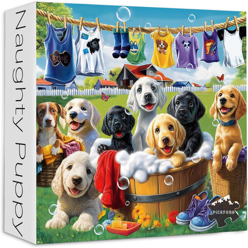 PICKFORU 1000 Dog Puzzles for Adults Pieces, Funny Animals Jigsaw Puzzles Golden Retriever, Difficult Puppy Puzzle as