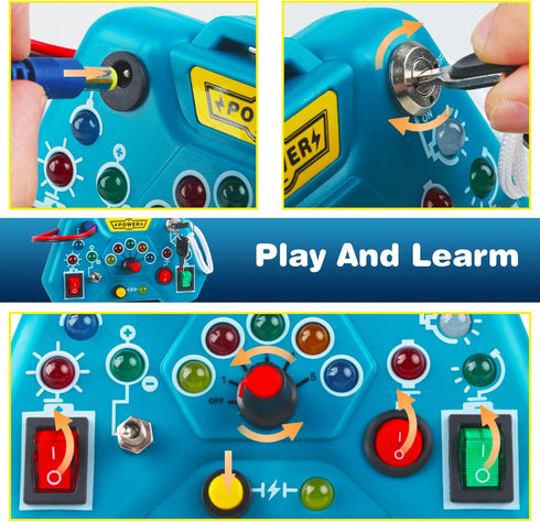 Toddler Toys LED Busy Board - Montessori Toy for 1-3 Year Old, Kids Sensory Board for Learning Activities