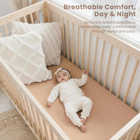 2 100% (28" 52"), Konssy Muslin Crib Sheets PCS Cotton Baby Crib Sheets for Standard Crib Mattress x Soft