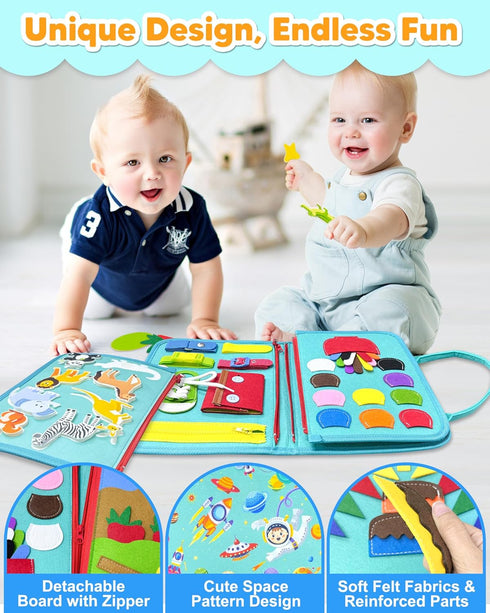 Exorany Busy Board Montessori Toys for Toddler Boy Girl Birthday Gifts, Busy Book Sensory Learning Toys for Toddlers