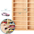 KISLANE Stylish Bamboo Wood Toy Cars Display Case with Removable Shelves for 30-Slot Wall-Mountable Organizer