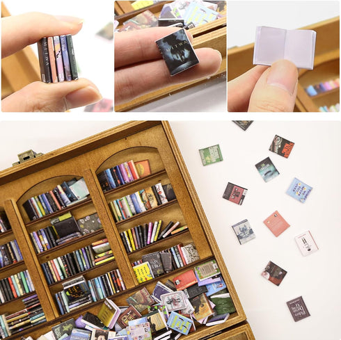 IAIHBBLY 120 1:12 Pcs Scale Mini Books, Miniatures Dollhouse Tiny Small Flip Books for Anxiety Bookshelf Dollhouse