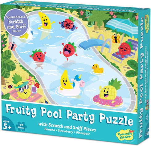 Peaceable Kingdom Scratch & Sniff Puzzles – Fruity Pool Party - 77pc Sensory Puzzle for Kids Ages 5 & Up