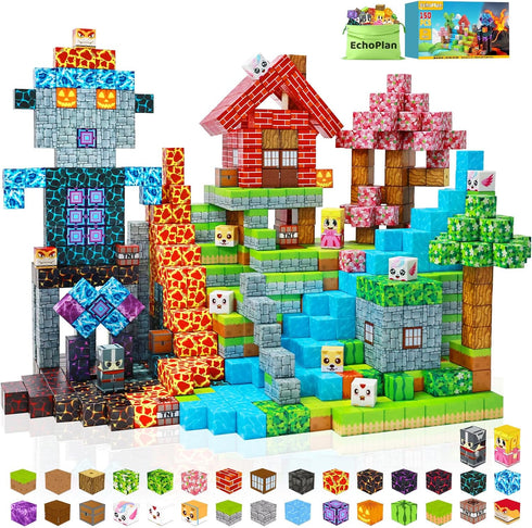 EchoPlan 150PCS Magnetic Blocks, Magnetic Building Blocks, STEM Constructions Magnet Blocks for