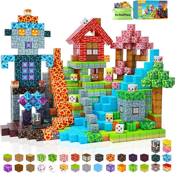 EchoPlan 150PCS Magnetic Blocks, Magnetic Building Blocks, STEM Constructions Magnet Blocks for