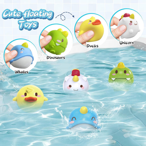 taseyok Toddler Bath Toys, Baby Bathtub Toys with Elephant Shower Sprays and Slide Track, Fishing Floating Animals