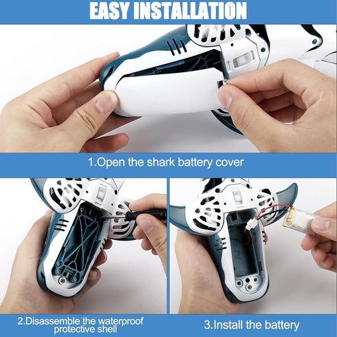 1:18 Swimming 2x700mAh 6+ GearRoot Remote Control Shark Toys, Scale High Simulation RC Shark Fish Toys for Pool