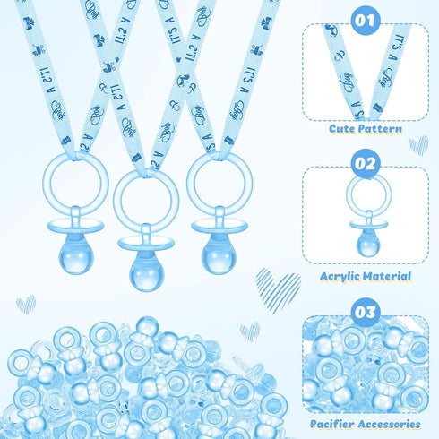 74 24 50 Pieces Baby Shower Pacifiers Necklace Acrylic Plastic Pacifiers Baby Shower Game Mini Plastic Charm Bulk