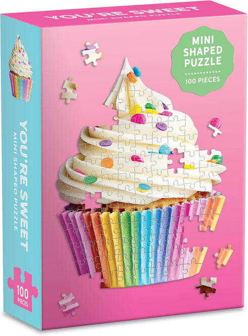 Galison Shaped Mini Jigsaw Puzzle, You’re Sweet Cupcake, 100-Pieces, Colorful Design, Perfect for Family Fun