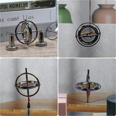 Joytech Precision Gyroscope Kill Time Metal Anti-Gravity Spinner Balance Toy, Colorful JA05