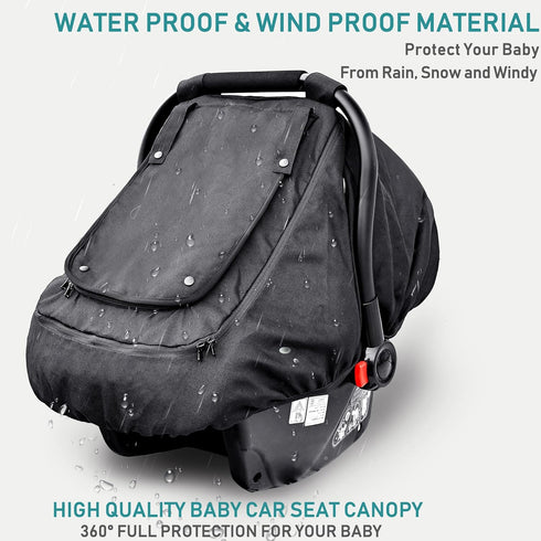 Cozy Waterproof Baby Car Seat CoverYVMVDV Patented Cold Weather Carseat Cover for Babies,Infant Car Seat Cover Canopy