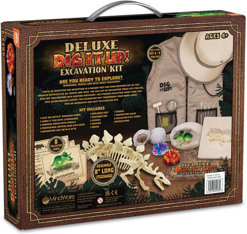MindWare Dig It Up! Deluxe Excavation Kit - Ages 4+ with Tools to Dig Out 8 Treasures