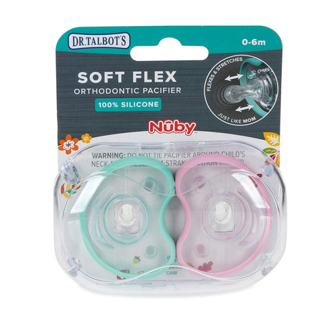 Talbot's 0-6 2 Pack Dr. Soft-Flex Orthodontic Pacifiers Months, Pink/Aqua