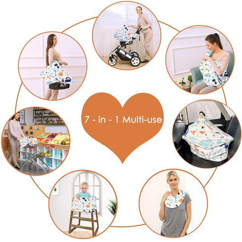Multi-use Carseat Canopy Cover, Breathable Breastfeeding Covers, Car Seat Covers for Babies, Stroller Canopy Cover