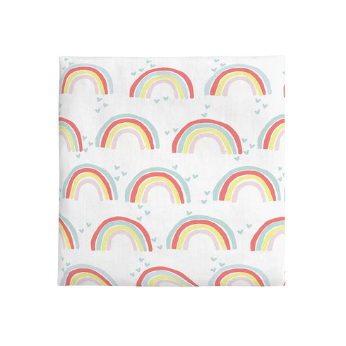 NoJo Super Soft Rainbow Nursery Crib Fitted Sheet - Yellow, Orange, Aqua, White