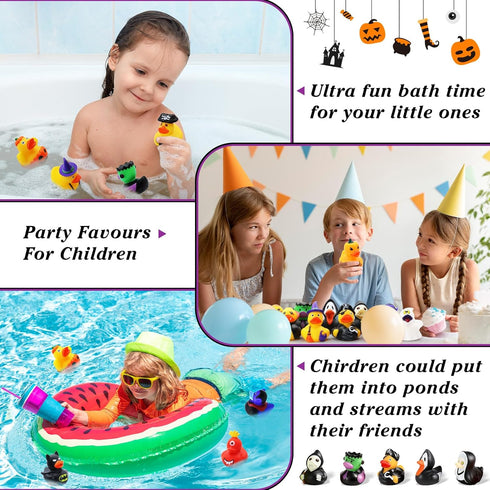 Diteryy 30 Pack Ducks-2.3 Inch Summer Halloween Rubber Bulk Floater Ducks for Ducking Assortment Rubber Duckies